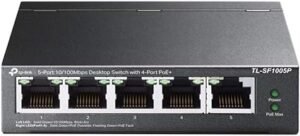 TP-Link PoE Switch, 5-Port 100 Mbps, ,15.4W Per Port, 41W Total PoE, Techsense, Network Expansion, Ethernet Switch, Power Over Ethernet, Network Switch,