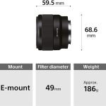 Sony SEL50F18F E Mount Full Frame 50 mm F1.8 Prime Lens