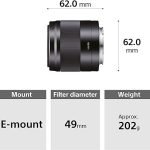 Sony SEL50F18 E Mount - APS-C 50mm F1.8 Prime Lens (Black)